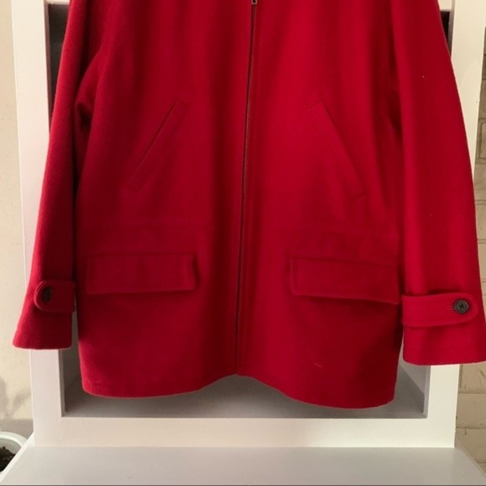 Lauren Ralph Lauren Red 100% Wool Full Zip Up Collard Jacket - Picture 4 of 10